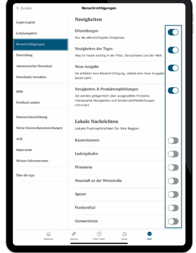 App - Push Nachrichten verwalten