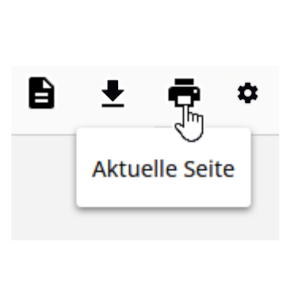 E-Paper Screenshot Symbolleiste: Ausgabe oder Seite herunterladen, drucken und Einstellungen